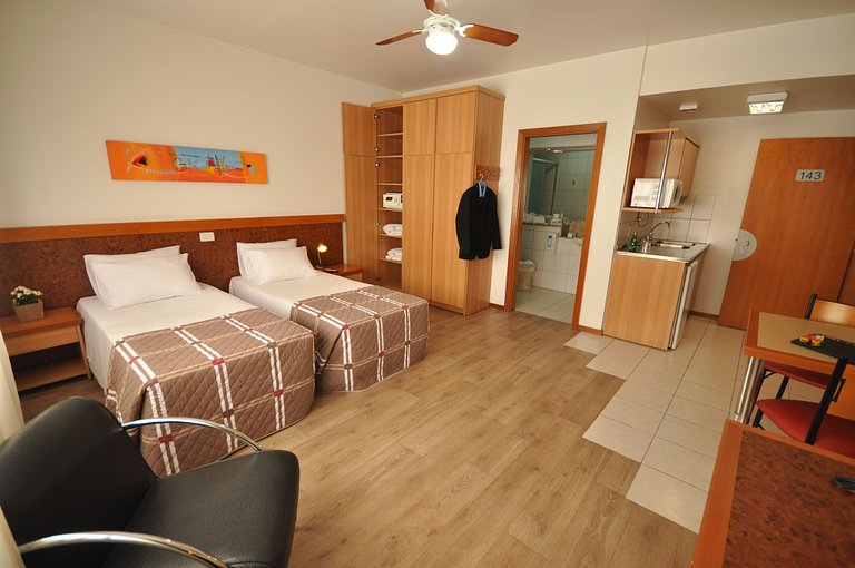 Studio flats with single beds