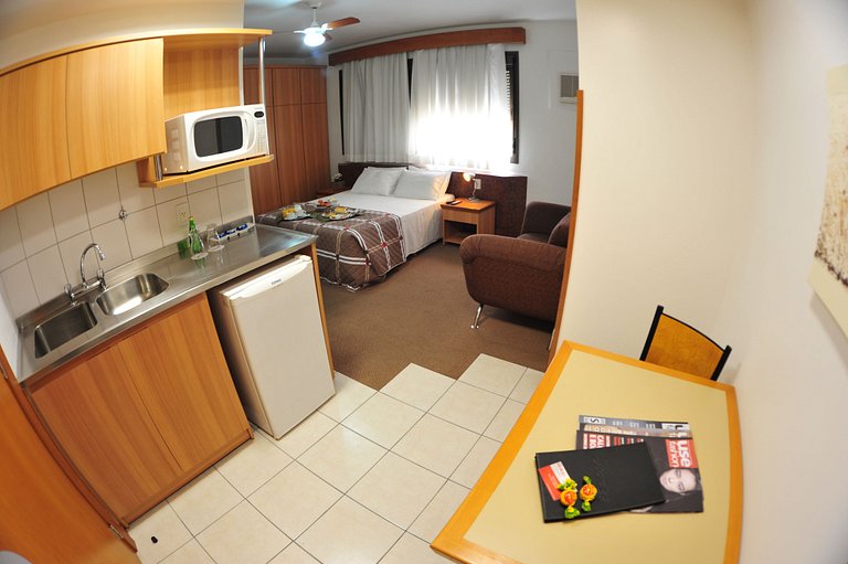 Studio flats with a double bed